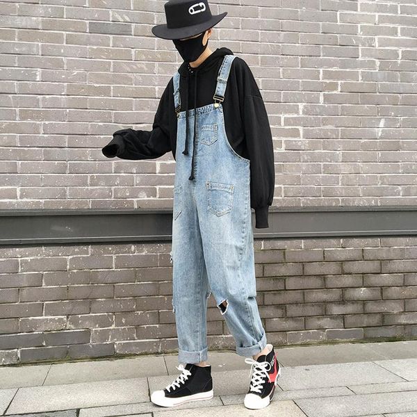 men's plus size overalls fashion hole denim pants retro couple jumpsuit suspenders jeans, Blue
men's plus size overalls fashion hole denim pants retro couple jumpsuit suspenders jeans, Blue