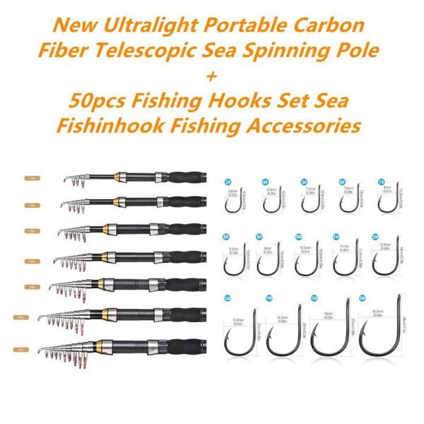 boat fishing rods ultralight portable carbon fiber sea spinning pole + 50pcs hooks set fishinghook accessories
boat fishing rods ultralight portable carbon fiber sea spinning pole + 50pcs hooks set fishinghook accessories