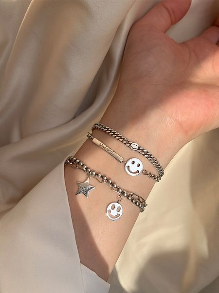 charm bracelets 925 sterling silver senior smirk face hand chain female ins small design student simple cold light retro temperament, Golden;silver
charm bracelets 925 sterling silver senior smirk face hand chain female ins small design student simple cold light retro temperament, Golden;silver