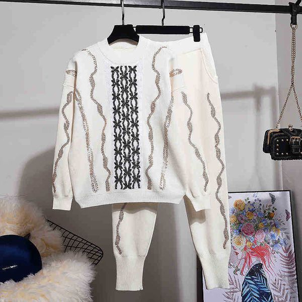 women's two piece pants knit suit sequins embroidery sweater + long outfits white black knitted tracksuit set 30at
women's two piece pants knit suit sequins embroidery sweater + long outfits white black knitted tracksuit set 30at