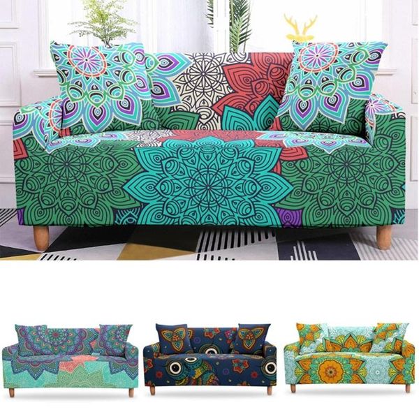 chair covers mandala sofa slipcovers elastic cover armchair 3 seaters stretch