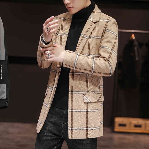 men's wool & blends autumn and winter long slim woolen trench coat new fashion casual plaid lapel thicken warm jacket fifl, Black
men's wool & blends autumn and winter long slim woolen trench coat new fashion casual plaid lapel thicken warm jacket fifl, Black