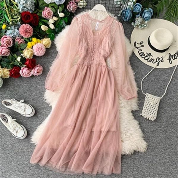 sweet women mesh lace dresses vestidos 2021 spring autumn long sleeved slim v-neck casual dress ladies korean robe 247, Black;gray
sweet women mesh lace dresses vestidos 2021 spring autumn long sleeved slim v-neck casual dress ladies korean robe 247, Black;gray