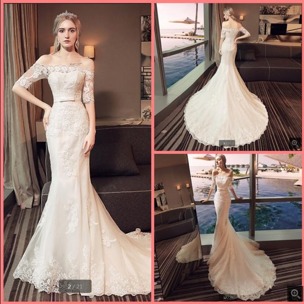 2021 robe de mariage modest white tulle mermaid wedding dress lace appliques off the shoulder half sleeve vintage bridal gowns court train c
2021 robe de mariage modest white tulle mermaid wedding dress lace appliques off the shoulder half sleeve vintage bridal gowns court train c