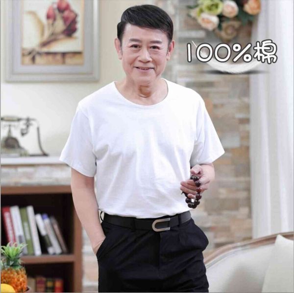 middle aged elderly summer short sve men's cotton white t-shirt father's round neck solid color loose and comfortable old 's, White;black
middle aged elderly summer short sve men's cotton white t-shirt father's round neck solid color loose and comfortable old 's, White;black