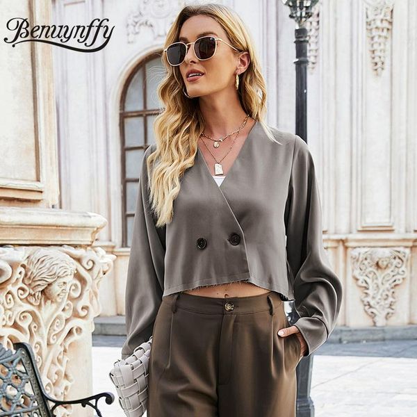 women's suits & blazers benuynffy v-neck solid crop blazer women spring autumn fashion office double breasted long sleeve loose suit ja, White;black
women's suits & blazers benuynffy v-neck solid crop blazer women spring autumn fashion office double breasted long sleeve loose suit ja, White;black
