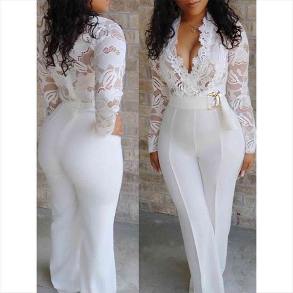 elegant deep v waist womens romper perspective lace white autumn stitching casual wide leg pants, Black;white
elegant deep v waist womens romper perspective lace white autumn stitching casual wide leg pants, Black;white