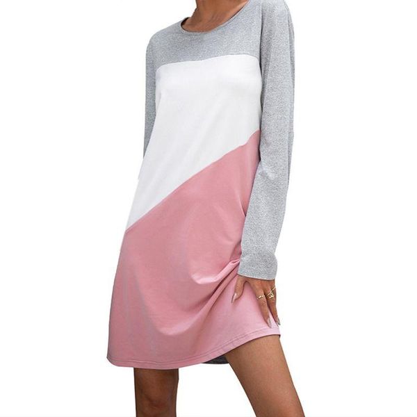 casual dresses autumn winter women's solid color round neck fashion stitching long-sleeved dress pink, Black;gray
casual dresses autumn winter women's solid color round neck fashion stitching long-sleeved dress pink, Black;gray