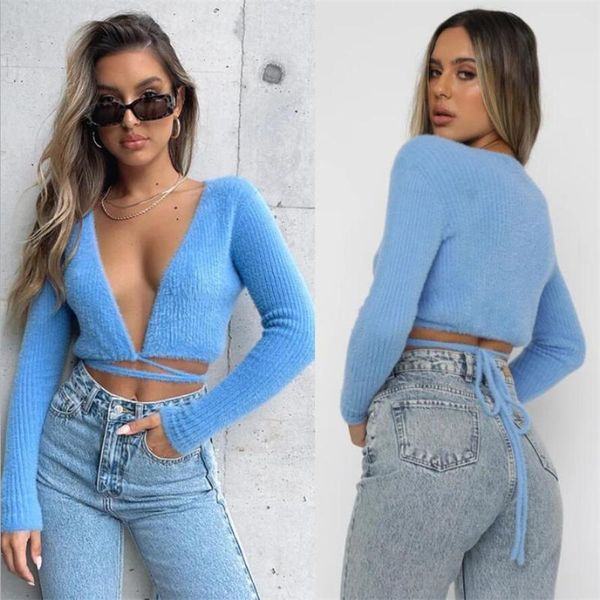 women's sweaters deep v neck sweater autumn winter short lace up women knitted jumper soft warm pullovers, White;black
women's sweaters deep v neck sweater autumn winter short lace up women knitted jumper soft warm pullovers, White;black