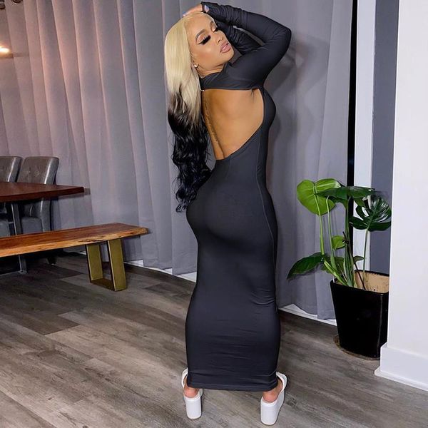 casual dresses women's backless dress solid color long-sleeved round neck bodycon high-waist tight-fitting hip-packed female party, Black;gray
casual dresses women's backless dress solid color long-sleeved round neck bodycon high-waist tight-fitting hip-packed female party, Black;gray