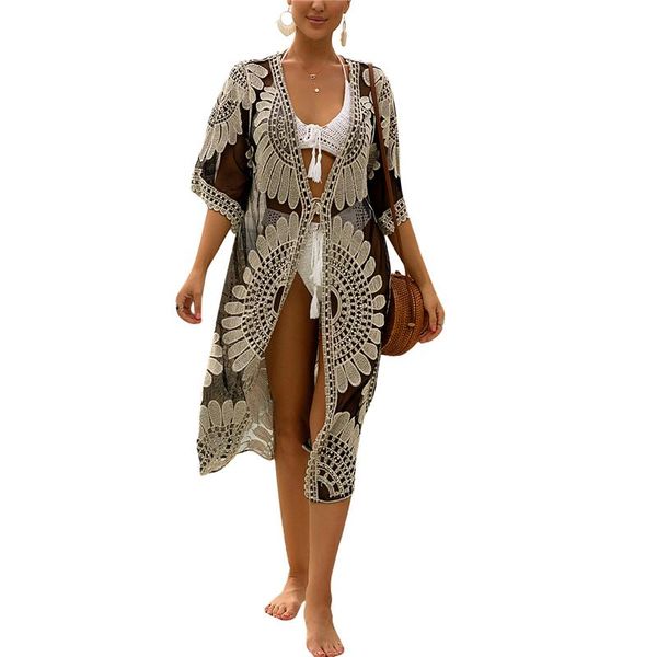 women's swimwear xingqing dresss cover up half sleeve floral crochet open front kimono beach cardigan wear ladies summer cover-ups, White;black
women's swimwear xingqing dresss cover up half sleeve floral crochet open front kimono beach cardigan wear ladies summer cover-ups, White;black