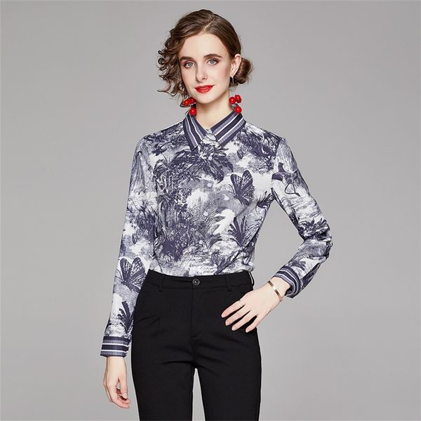 spring and autumn new women's printing ink painting long sleeved shirt slim fit, White
spring and autumn new women's printing ink painting long sleeved shirt slim fit, White