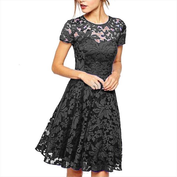 f elegant temperament lace women dress hollow out office round neck short sleeve summer chiffon swing min, Black;gray
f elegant temperament lace women dress hollow out office round neck short sleeve summer chiffon swing min, Black;gray