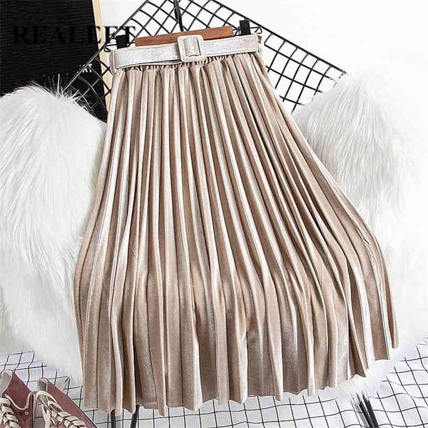 realeft chic velvet pleated skirts new autumn winter high waist women's long skirts with belt korean style skirts female 210401, Black
realeft chic velvet pleated skirts new autumn winter high waist women's long skirts with belt korean style skirts female 210401, Black