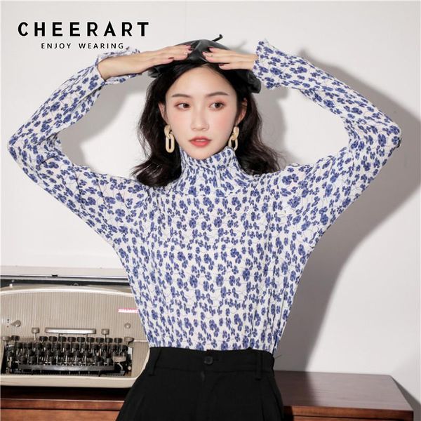 women's t-shirt cheerart turtleneck long sleeve fall 2021 women clothing flare t shirt ruched blue causal tee korean fashion, White
women's t-shirt cheerart turtleneck long sleeve fall 2021 women clothing flare t shirt ruched blue causal tee korean fashion, White