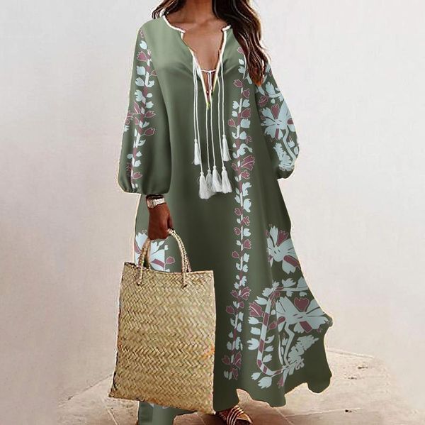casual dresses women loose long dress summer ethnic style print lantern sleeve plus size tassels beach maxi sundress 2021, Black;gray
casual dresses women loose long dress summer ethnic style print lantern sleeve plus size tassels beach maxi sundress 2021, Black;gray