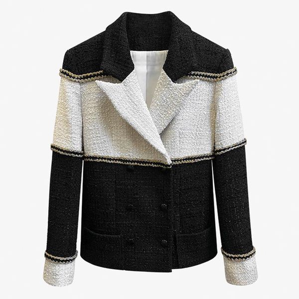 autumn long sleeve black white patchwork design blazer vintage tweed jacket ladies suit coats female outerwear women's suits & blazers, White;black
autumn long sleeve black white patchwork design blazer vintage tweed jacket ladies suit coats female outerwear women's suits & blazers, White;black