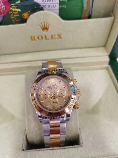 with original box luxury watches 17 style yellow gold & steel bracelet new 40mm automatic fashion brand men's watch chronograph wristwa, Slivery;brown
with original box luxury watches 17 style yellow gold & steel bracelet new 40mm automatic fashion brand men's watch chronograph wristwa, Slivery;brown
