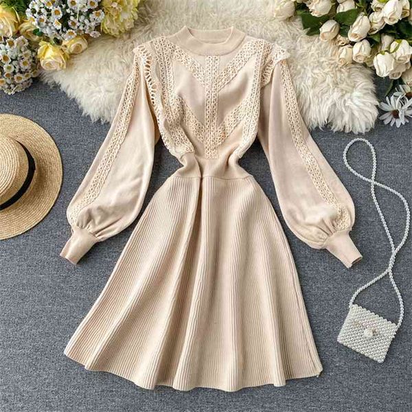 winter knit sweater dress korean casual mini women a-line long sleeve lace vestidos elegant pull robe femme 210514, Black;gray
winter knit sweater dress korean casual mini women a-line long sleeve lace vestidos elegant pull robe femme 210514, Black;gray