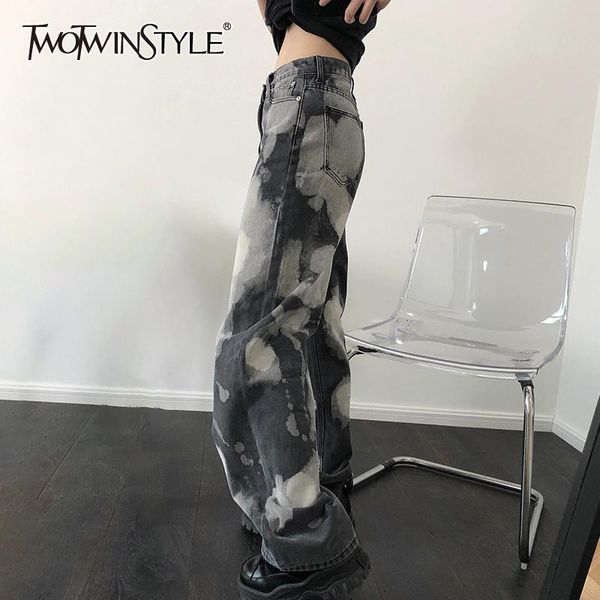 women's jeans twotwinstylehit color tie dye wide leg pants for women high waist loose streetwear straight pant female 2021 autumn tide, Blue
women's jeans twotwinstylehit color tie dye wide leg pants for women high waist loose streetwear straight pant female 2021 autumn tide, Blue