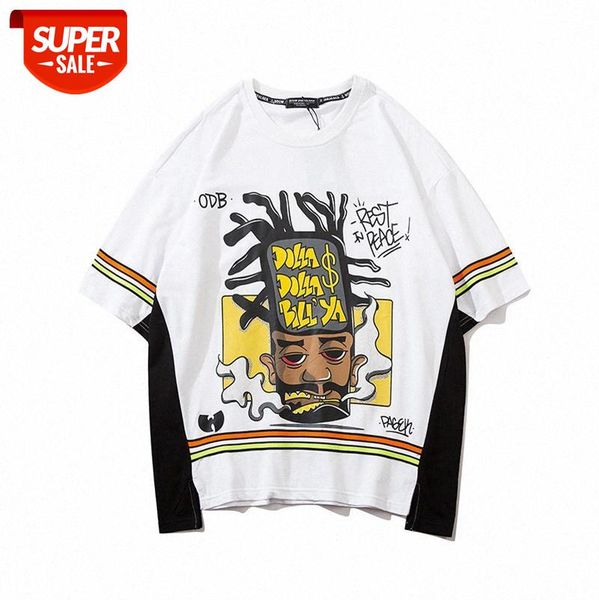 american high street striped color matching printed t-shirt loose trend illustration character print short-sleeved tee male #zd0c, White;black
american high street striped color matching printed t-shirt loose trend illustration character print short-sleeved tee male #zd0c, White;black