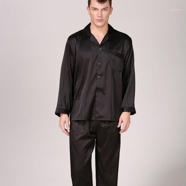 men pajamas set black satin 2pcs sleepwear striped sleep long sleeve pijamas suit male loungewear trousers men's, Black;brown
men pajamas set black satin 2pcs sleepwear striped sleep long sleeve pijamas suit male loungewear trousers men's, Black;brown