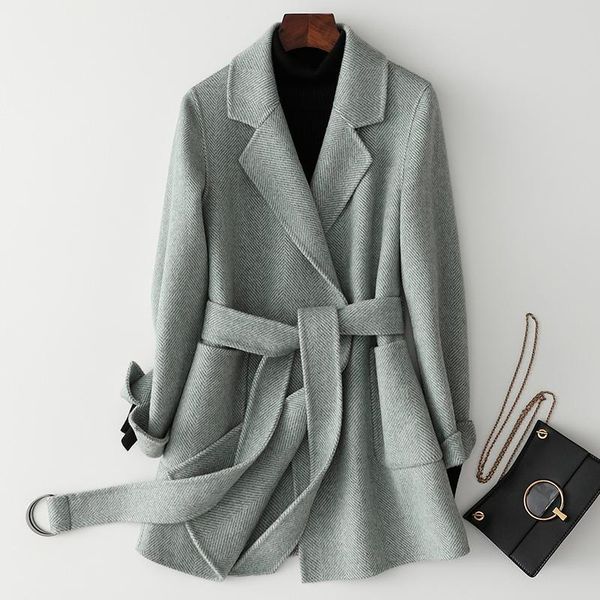 women's wool & blends belt women coats winter 2021 turn-down collar slim solid long-sleeved elegant office lady outwear, Black
women's wool & blends belt women coats winter 2021 turn-down collar slim solid long-sleeved elegant office lady outwear, Black