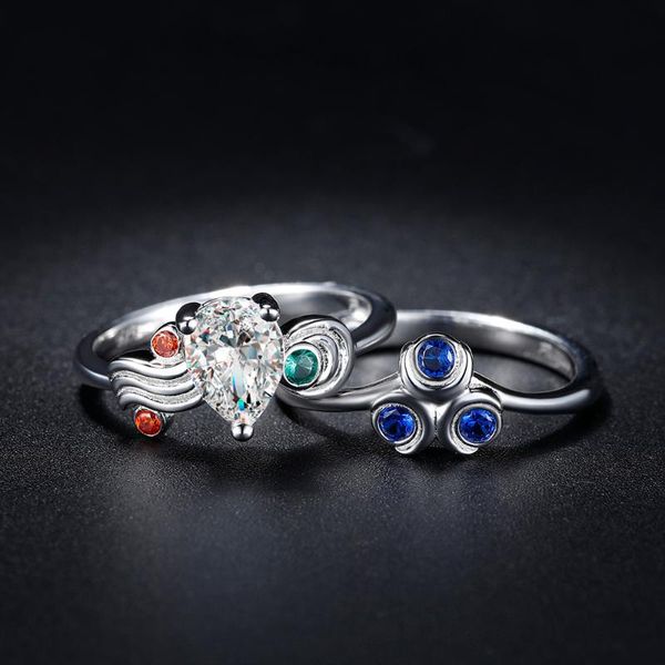 zelda couple rings breath of the wild zora sapphire sterling 925 silver engagement ring cluster, Golden;silver
zelda couple rings breath of the wild zora sapphire sterling 925 silver engagement ring cluster, Golden;silver