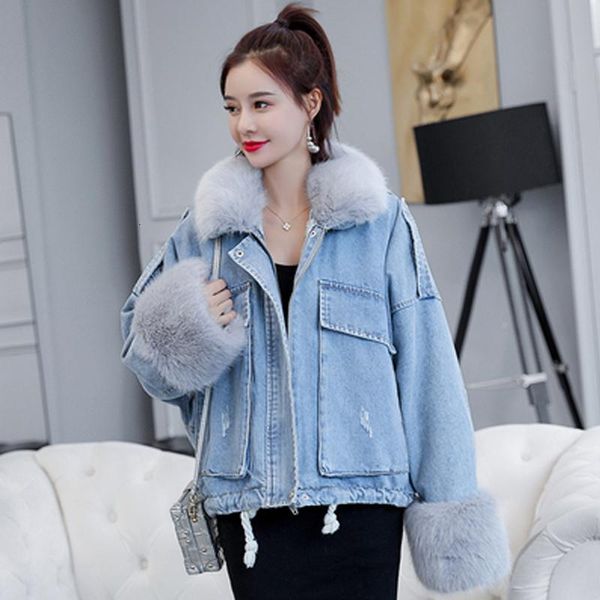 Women's Down & Parkas Women Cotton Short Coat Winter Korean Fashion Loose Thick Plush Liner Large Fur Collar Denim Solid Color Pie Over, Black
Women's Down & Parkas Women Cotton Short Coat Winter Korean Fashion Loose Thick Plush Liner Large Fur Collar Denim Solid Color Pie Over, Black