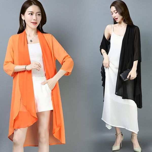 women's blouses & shirts solid color chiffon women loose blouse summer lady casual thin long sleeve sun-protection cardigan, White
women's blouses & shirts solid color chiffon women loose blouse summer lady casual thin long sleeve sun-protection cardigan, White