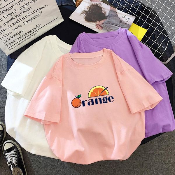 women's t-shirt 21 summer t-shirts street orange printed fashion loose round neck autumn bottoming shirts, White
women's t-shirt 21 summer t-shirts street orange printed fashion loose round neck autumn bottoming shirts, White