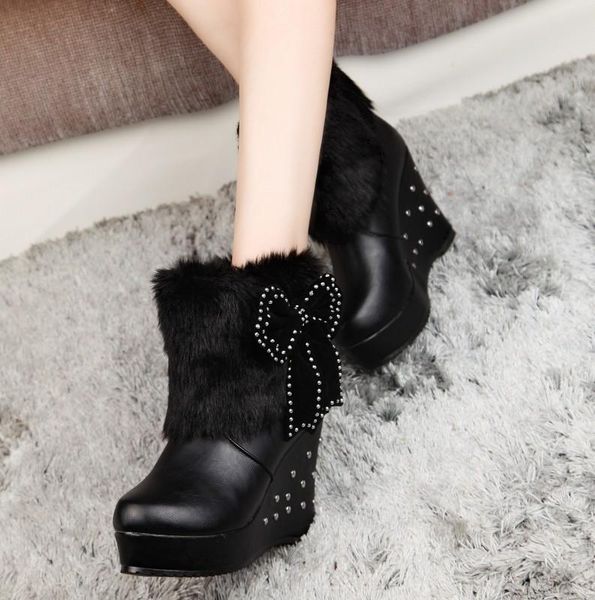 boots 2021 winter women warm woman wedge plush ankle slope heel plus velvet thermal high heels rivet footwear short snow, Black
boots 2021 winter women warm woman wedge plush ankle slope heel plus velvet thermal high heels rivet footwear short snow, Black