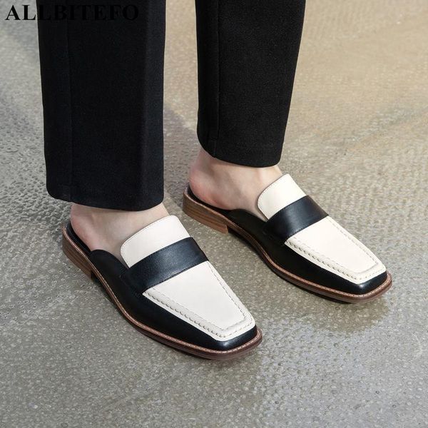 slippers allbitefo fashion brand genuine leather high heels office ladies shoes square toe summer women flip flops, Black
slippers allbitefo fashion brand genuine leather high heels office ladies shoes square toe summer women flip flops, Black