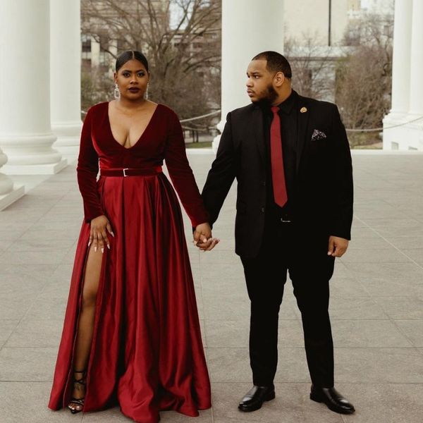 plus size women formal evening party wear deep v neck side split vestidos de fiesta long sleeves prom gowns, Black;red
plus size women formal evening party wear deep v neck side split vestidos de fiesta long sleeves prom gowns, Black;red