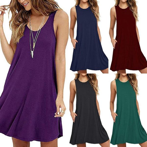 women's casual swing simple t-shirt loose dress ladies summer sleeveless o neck solid color dresses, Black;gray
women's casual swing simple t-shirt loose dress ladies summer sleeveless o neck solid color dresses, Black;gray