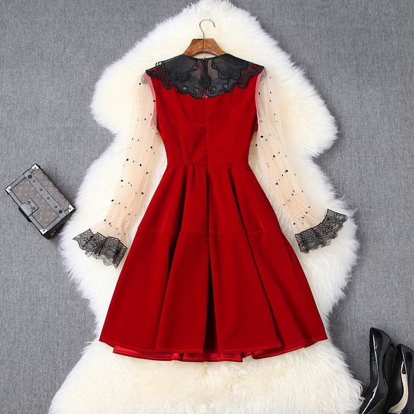 dress sweet cute spring party red black ladies sher mesh velvet patchwork long sleeve a-line dress, Black;gray
dress sweet cute spring party red black ladies sher mesh velvet patchwork long sleeve a-line dress, Black;gray