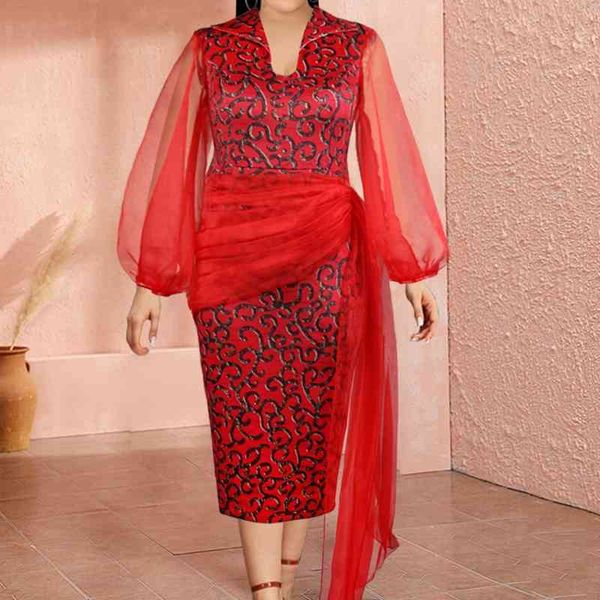 women bodycon knee length dresses v neck long sleeve mesh printed slim fit evening birthday party wear robes plus size xxl 210527, Black;gray
women bodycon knee length dresses v neck long sleeve mesh printed slim fit evening birthday party wear robes plus size xxl 210527, Black;gray