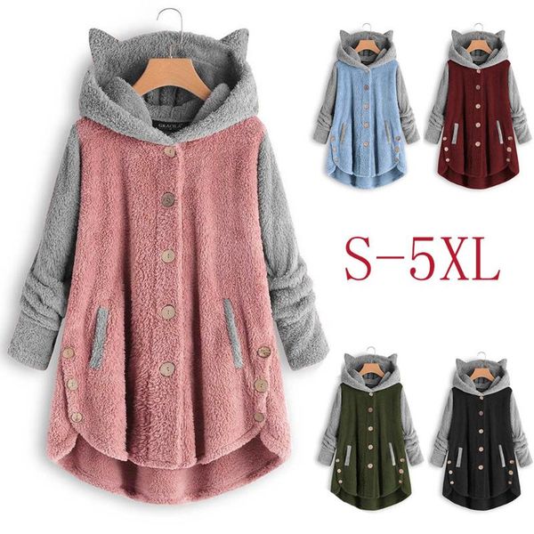 women's hoodies & sweatshirts winter jacket coat women button patchworl hooded pullover loose sweater blouse plus size undefined, Black
women's hoodies & sweatshirts winter jacket coat women button patchworl hooded pullover loose sweater blouse plus size undefined, Black