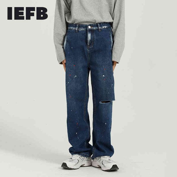 iefb men's spring denim pants korean streetwear fashion splash ink hole loose design blue jeans mens loose straight trousers 210524
iefb men's spring denim pants korean streetwear fashion splash ink hole loose design blue jeans mens loose straight trousers 210524