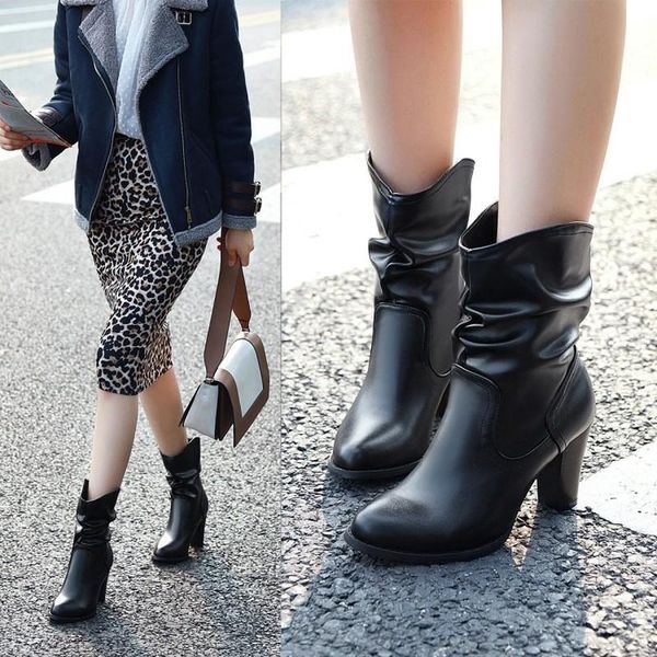 boots white black women comfy square high heel ankle fashion round toe pleated autumn winter ladies shoes 2021
boots white black women comfy square high heel ankle fashion round toe pleated autumn winter ladies shoes 2021