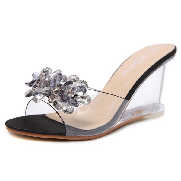 fashion womens slippers transparent sandals round toe fish mouth heels party shoes crystal pumps for women, Black
fashion womens slippers transparent sandals round toe fish mouth heels party shoes crystal pumps for women, Black