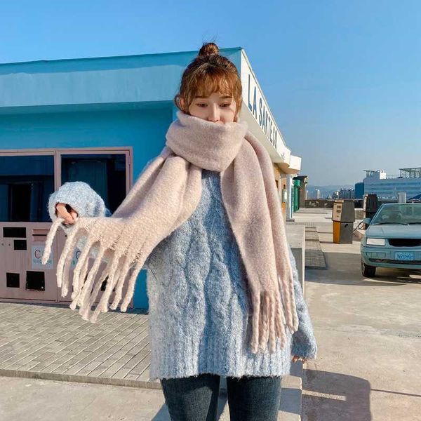 cute thickened super soft solid color scarf korean fashion shawl loop yarn student tassel bib, Blue;gray
cute thickened super soft solid color scarf korean fashion shawl loop yarn student tassel bib, Blue;gray