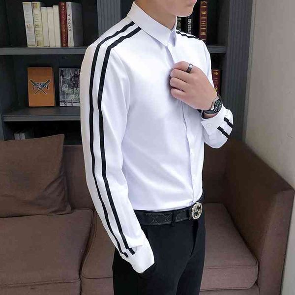 black white men shirts casual slim fit long sleeve shirt mens business dress shirts camisa masculina formal social male clothing 210527, White;black
black white men shirts casual slim fit long sleeve shirt mens business dress shirts camisa masculina formal social male clothing 210527, White;black