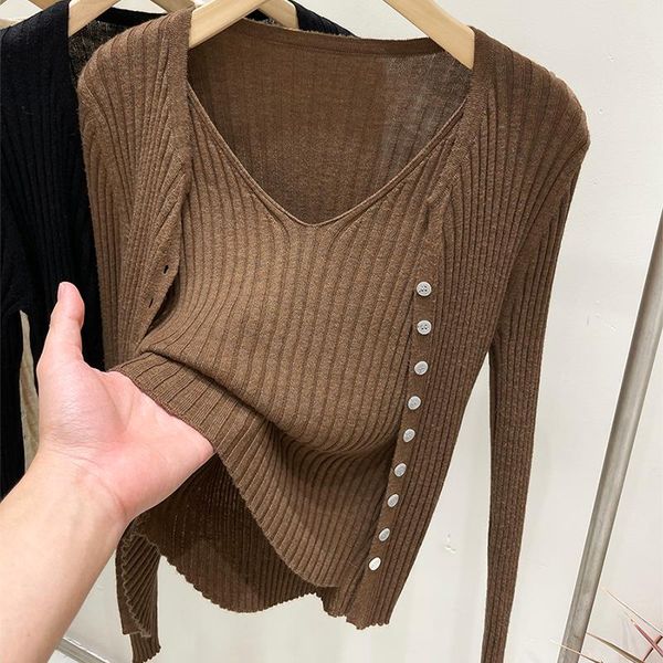 women's knits & tees 2021 spring fall korean women casual 2 pieces knitted sweater , beige black slim knitting cardigan sweaters for wo, White
women's knits & tees 2021 spring fall korean women casual 2 pieces knitted sweater , beige black slim knitting cardigan sweaters for wo, White