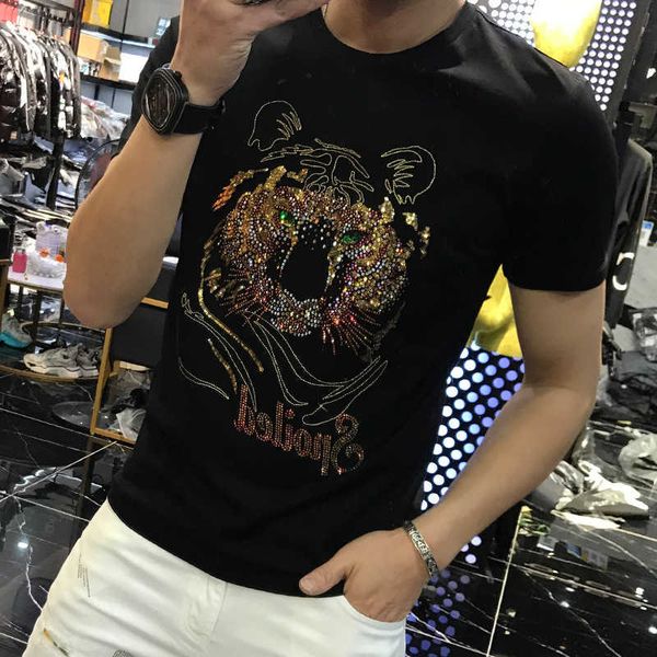 cotton summer casual slim fit black young men's t-shirt heavy craft embroidery brick short sleeve top, White;black
cotton summer casual slim fit black young men's t-shirt heavy craft embroidery brick short sleeve top, White;black