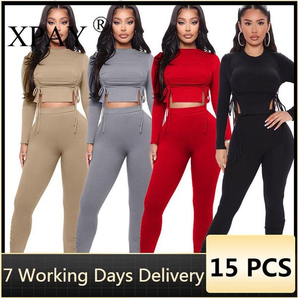women's two piece pants wholesale bulk items lots tracksuits for women fall draw string set outfits long sleeve crop and pant x7427, White
women's two piece pants wholesale bulk items lots tracksuits for women fall draw string set outfits long sleeve crop and pant x7427, White