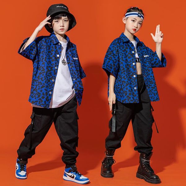 stage wear tide hip hop dance clothing leopard suit blue shirts black cargo pants for girls boys street costume rave outfit bl6899, Black;red
stage wear tide hip hop dance clothing leopard suit blue shirts black cargo pants for girls boys street costume rave outfit bl6899, Black;red