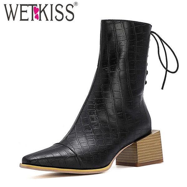 wetkiss chunky boots woman lace up square toe ankle boots zip emboss pu leather short booties autumn winter shoes women big size 210630, Black
wetkiss chunky boots woman lace up square toe ankle boots zip emboss pu leather short booties autumn winter shoes women big size 210630, Black