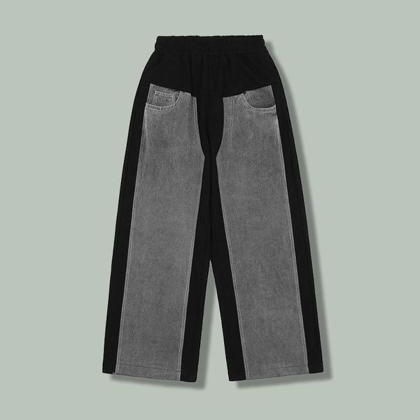 men's pants hip hop denim patchwork casual harajuku retro streetwear loose wide leg 2021 autumn oversized joggers trousers, Black
men's pants hip hop denim patchwork casual harajuku retro streetwear loose wide leg 2021 autumn oversized joggers trousers, Black