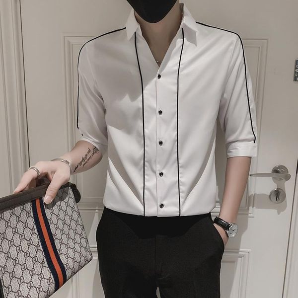 men's casual shirts men clothing 2021 summer three-quarter sleeve shirt youth trend nightclub fashion color matching slim, White;black
men's casual shirts men clothing 2021 summer three-quarter sleeve shirt youth trend nightclub fashion color matching slim, White;black